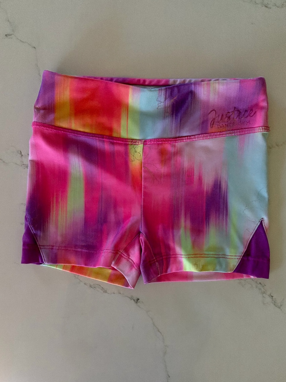 Justice Dance Gym Girls Active Shorts Tie Dye Pink Purple Size S 7/8